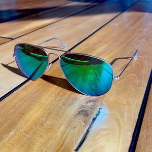 Ray Ban Aviator Flash Lens Green/Gold